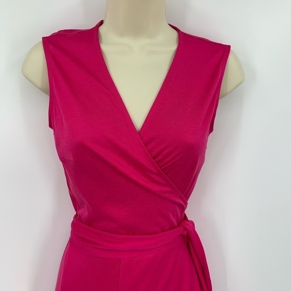 DVF Diane von Furstenberg Jasmine Cabaret pink sleeveless wrap dress M 8 10 - Picture 2 of 5